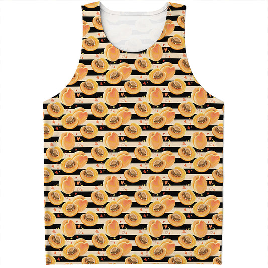 Apricot Fruit Striped Pattern Print Men's Tank Top