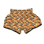 Apricot Fruit Striped Pattern Print Muay Thai Boxing Shorts