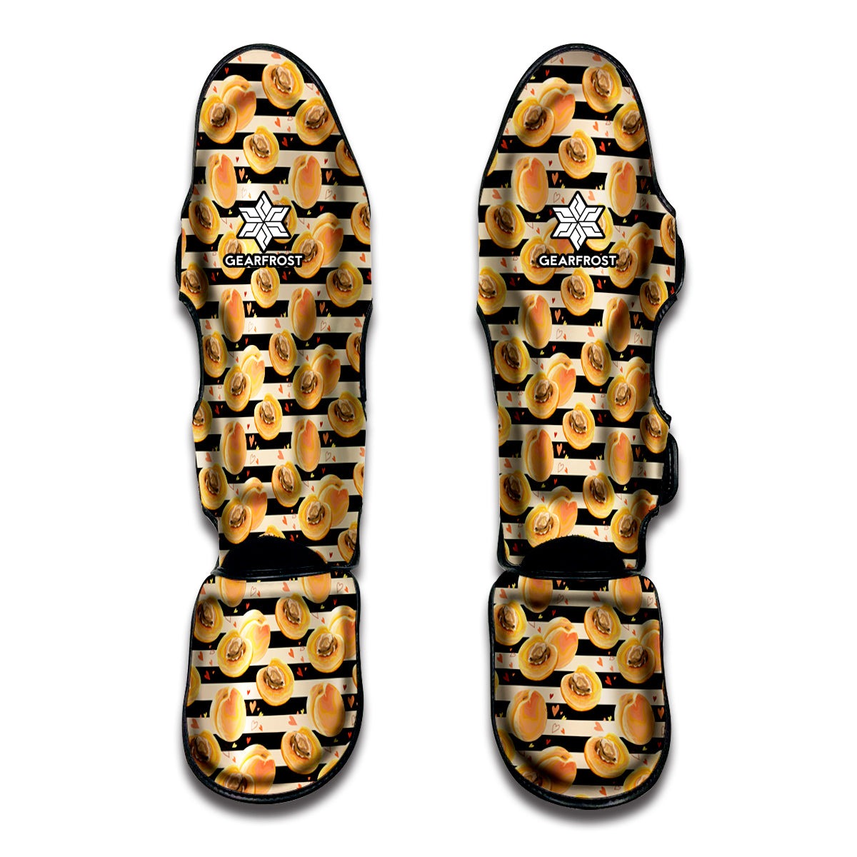 Apricot Fruit Striped Pattern Print Muay Thai Shin Guard