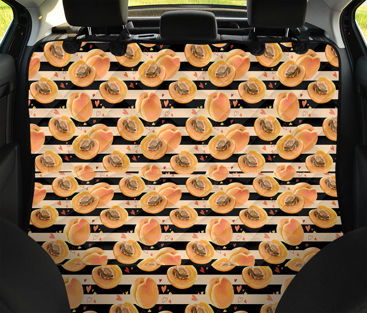Apricot Fruit Striped Pattern Print Pet Car Back Seat Cover