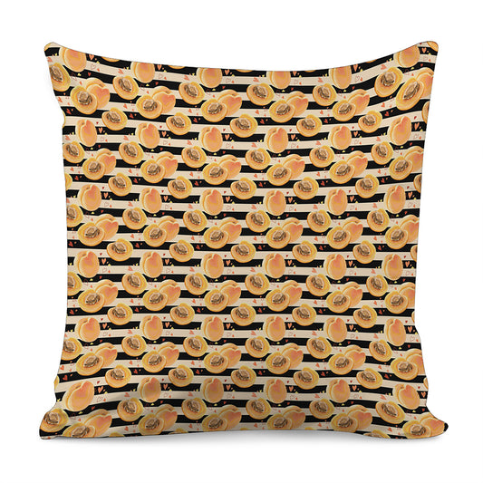 Apricot Fruit Striped Pattern Print Pillow Cover