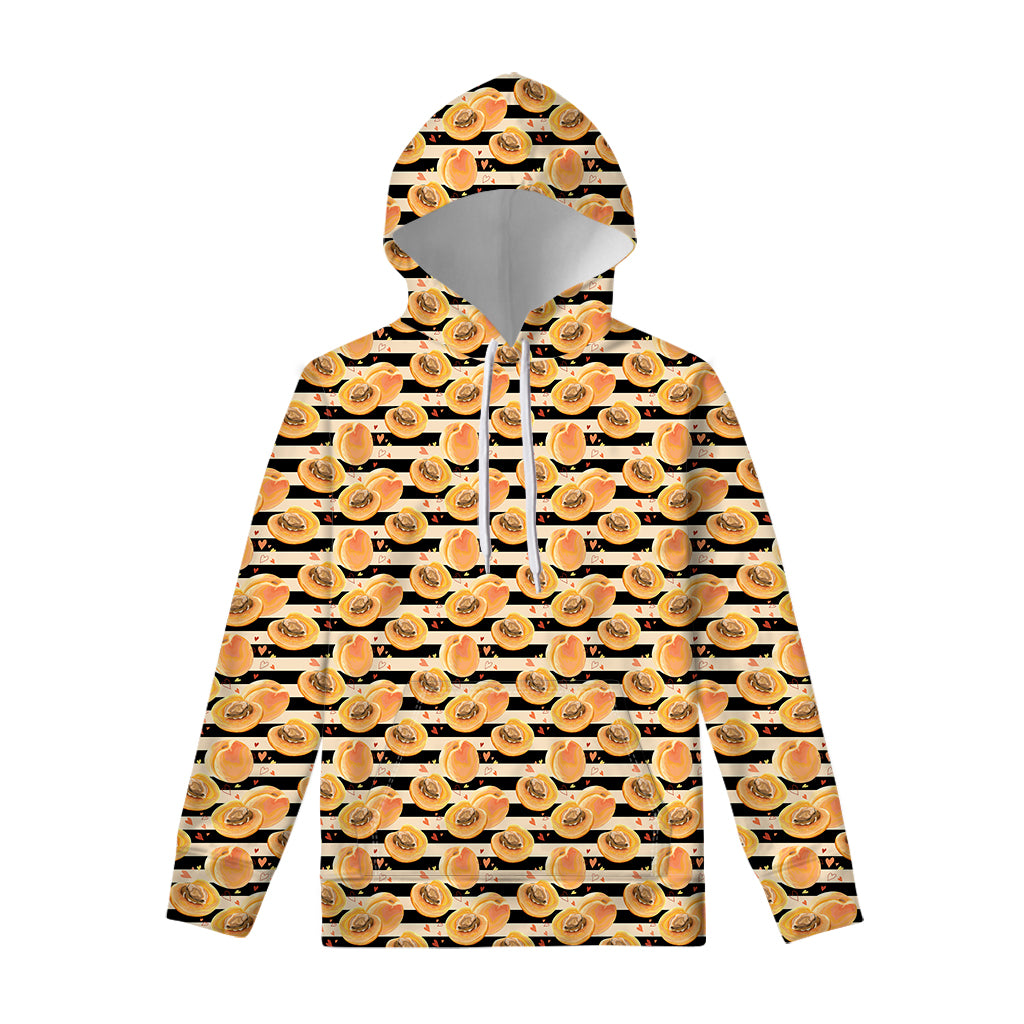 Apricot Fruit Striped Pattern Print Pullover Hoodie