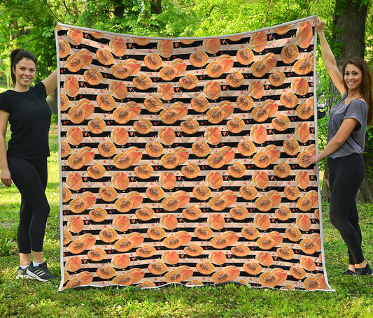 Apricot Fruit Striped Pattern Print Quilt