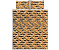 Apricot Fruit Striped Pattern Print Quilt Bed Set