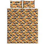 Apricot Fruit Striped Pattern Print Quilt Bed Set
