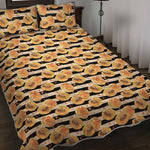 Apricot Fruit Striped Pattern Print Quilt Bed Set