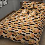 Apricot Fruit Striped Pattern Print Quilt Bed Set