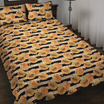 Apricot Fruit Striped Pattern Print Quilt Bed Set