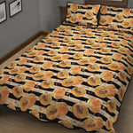 Apricot Fruit Striped Pattern Print Quilt Bed Set