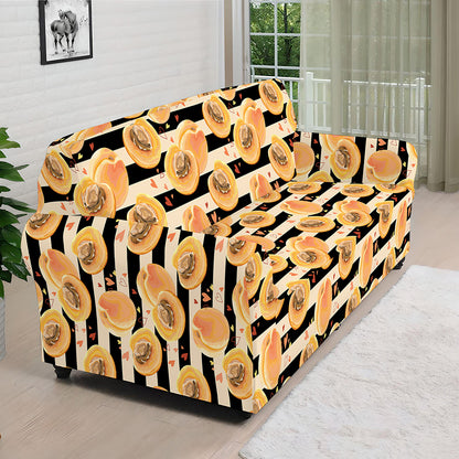 Apricot Fruit Striped Pattern Print Sofa Cover