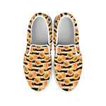 Apricot Fruit Striped Pattern Print White Slip On Shoes
