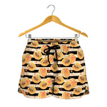 Apricot Fruit Striped Pattern Print Women's Shorts