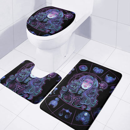 Aquarius And Astrological Signs Print 3 Piece Bath Mat Set