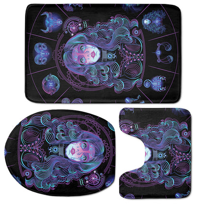 Aquarius And Astrological Signs Print 3 Piece Bath Mat Set
