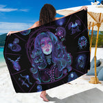 Aquarius And Astrological Signs Print Beach Sarong Wrap