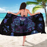 Aquarius And Astrological Signs Print Beach Sarong Wrap