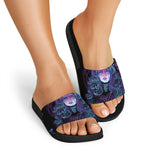 Aquarius And Astrological Signs Print Black Slide Sandals