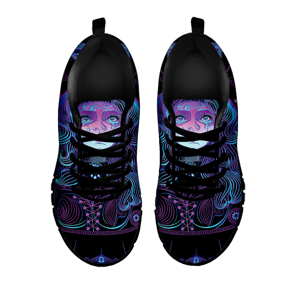 Aquarius And Astrological Signs Print Black Sneakers