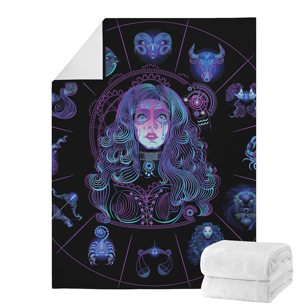 Aquarius And Astrological Signs Print Blanket