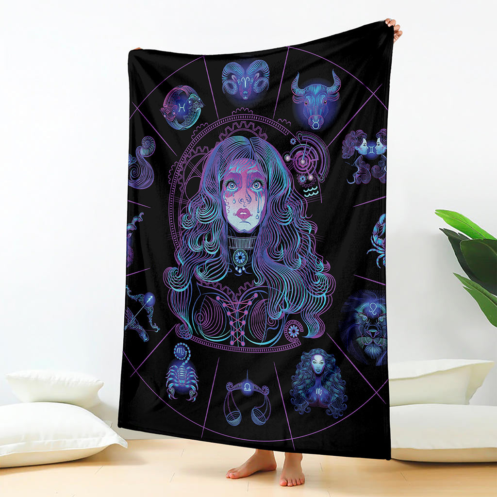 Aquarius And Astrological Signs Print Blanket