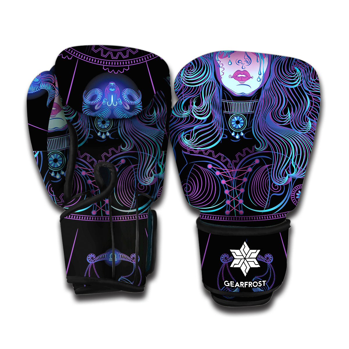 Aquarius And Astrological Signs Print Boxing Gloves