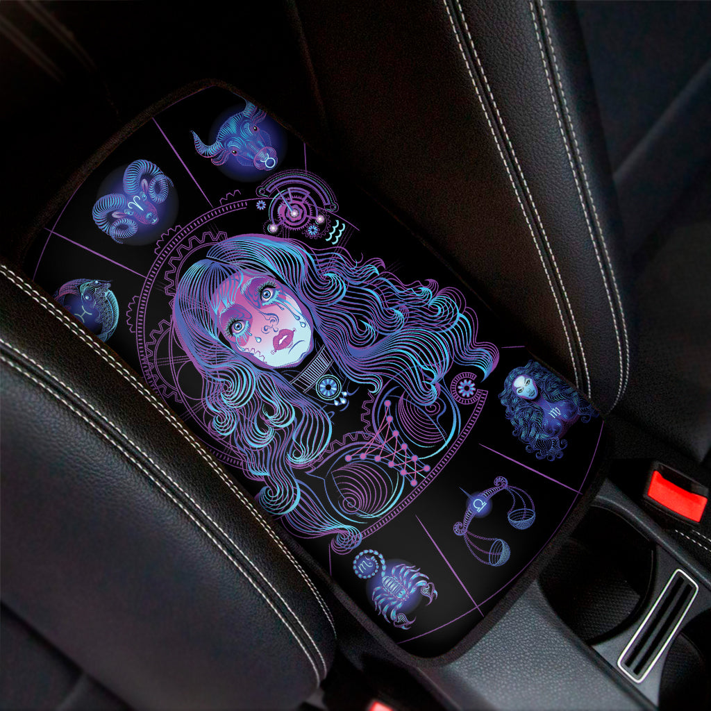 Aquarius And Astrological Signs Print Car Center Console Cover