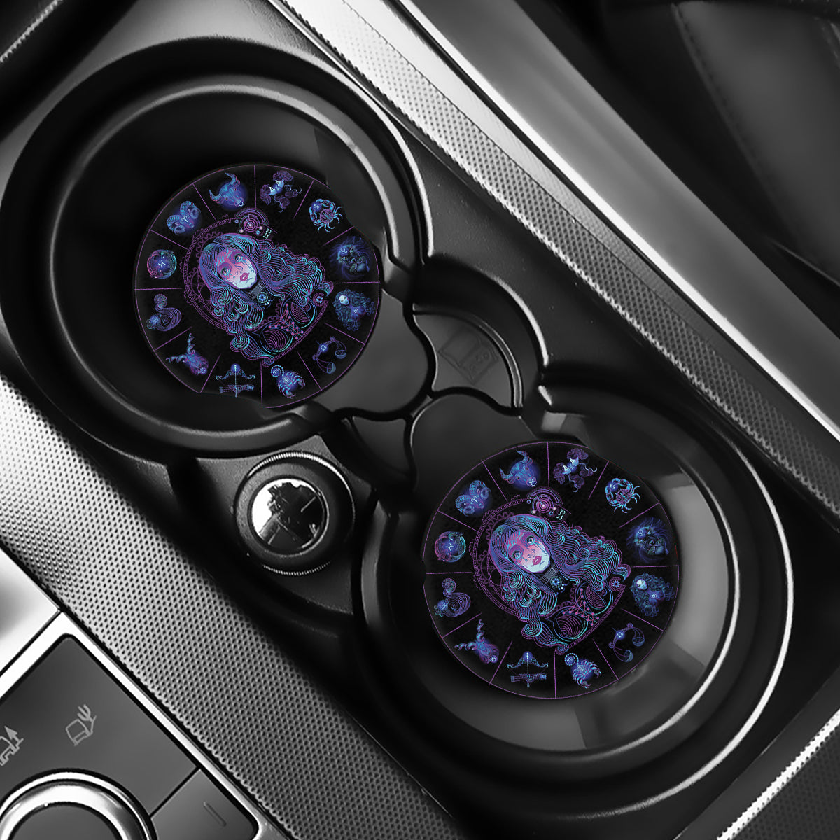 Aquarius And Astrological Signs Print Car Coasters