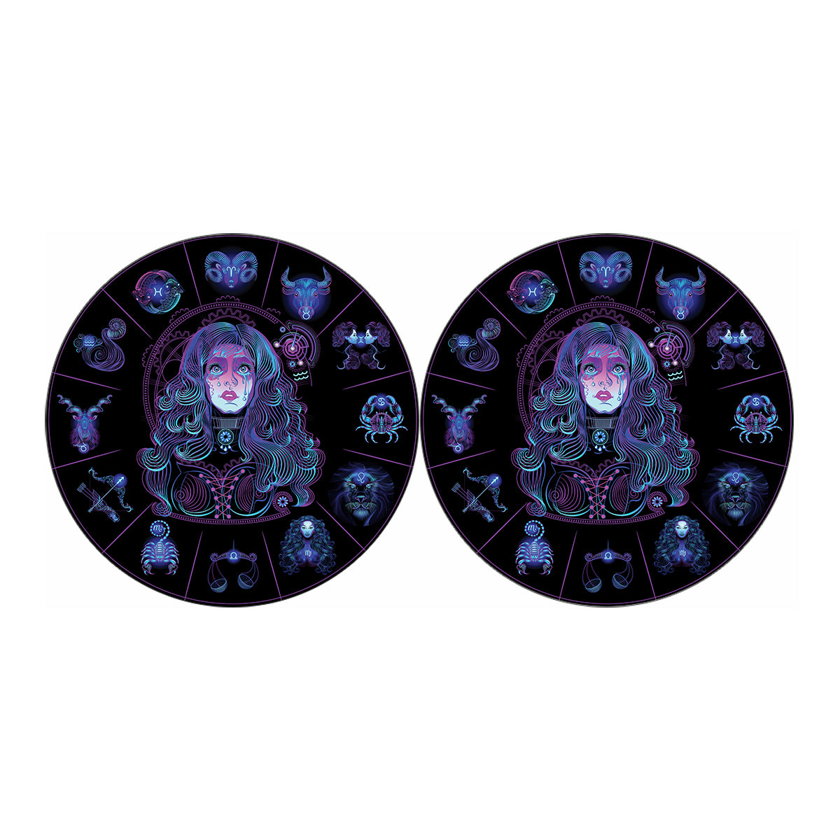 Aquarius And Astrological Signs Print Car Coasters