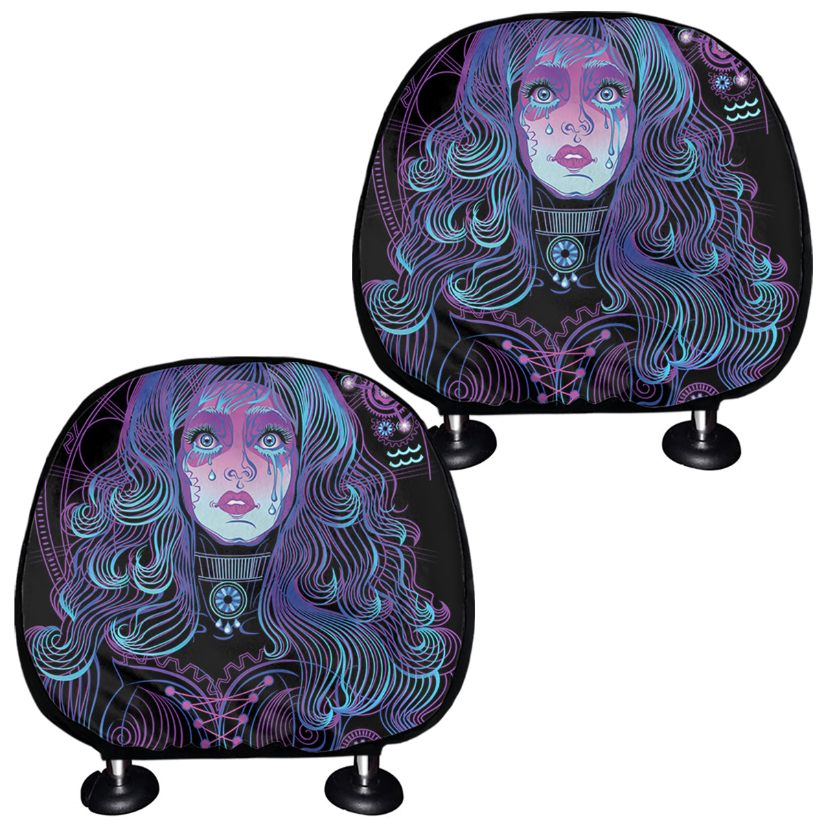 Aquarius And Astrological Signs Print Car Headrest Covers