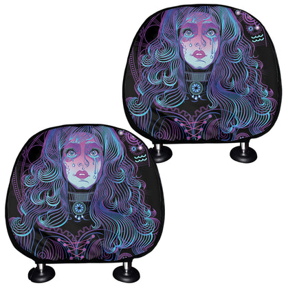 Aquarius And Astrological Signs Print Car Headrest Covers
