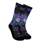 Aquarius And Astrological Signs Print Crew Socks