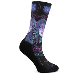 Aquarius And Astrological Signs Print Crew Socks