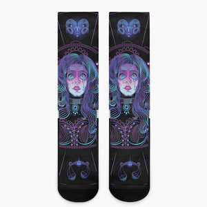 Aquarius And Astrological Signs Print Crew Socks