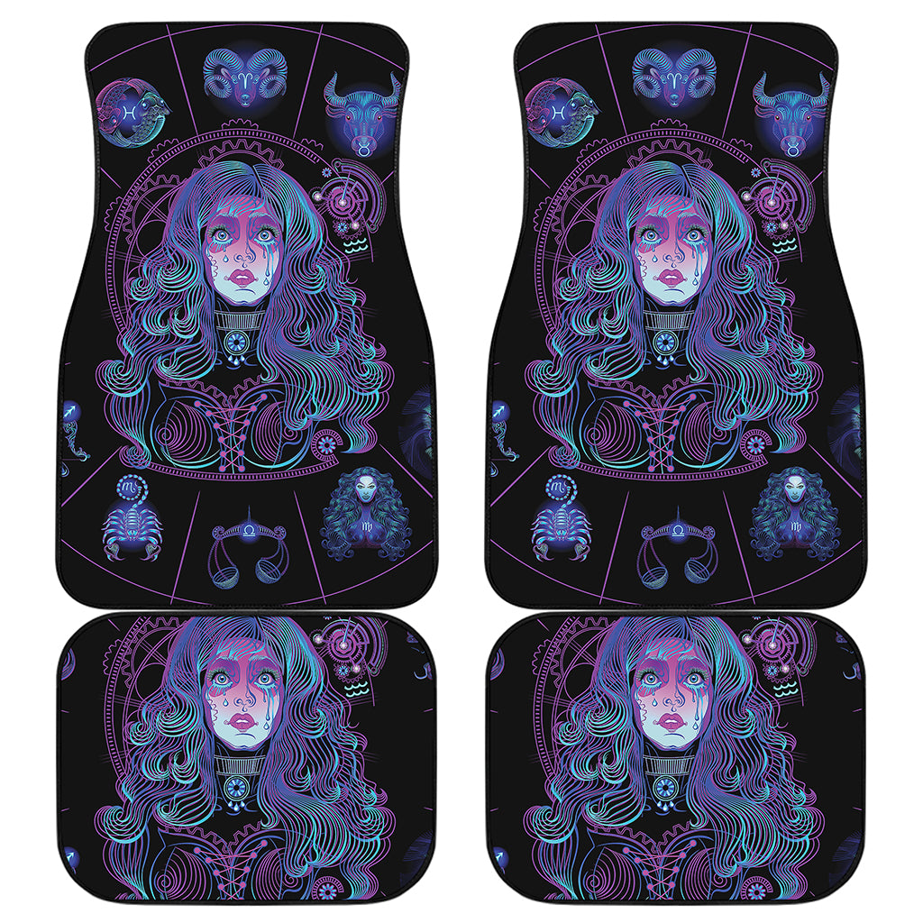 Aquarius And Astrological Signs Print Front and Back Car Floor Mats