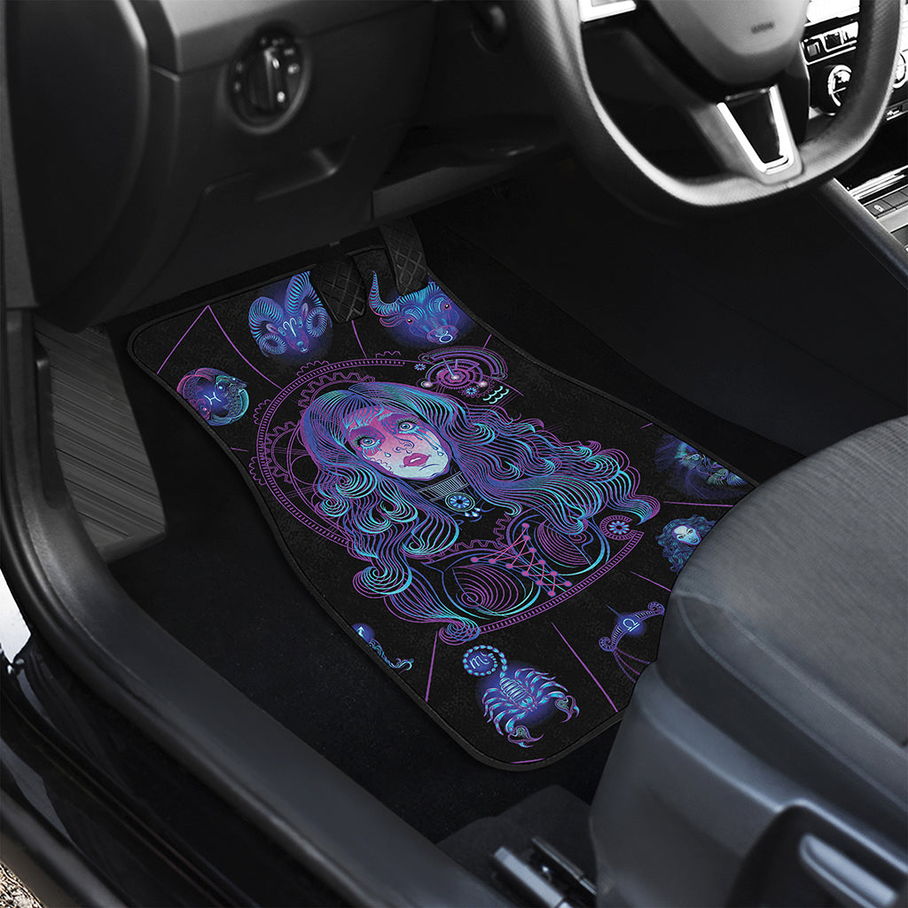 Aquarius And Astrological Signs Print Front and Back Car Floor Mats