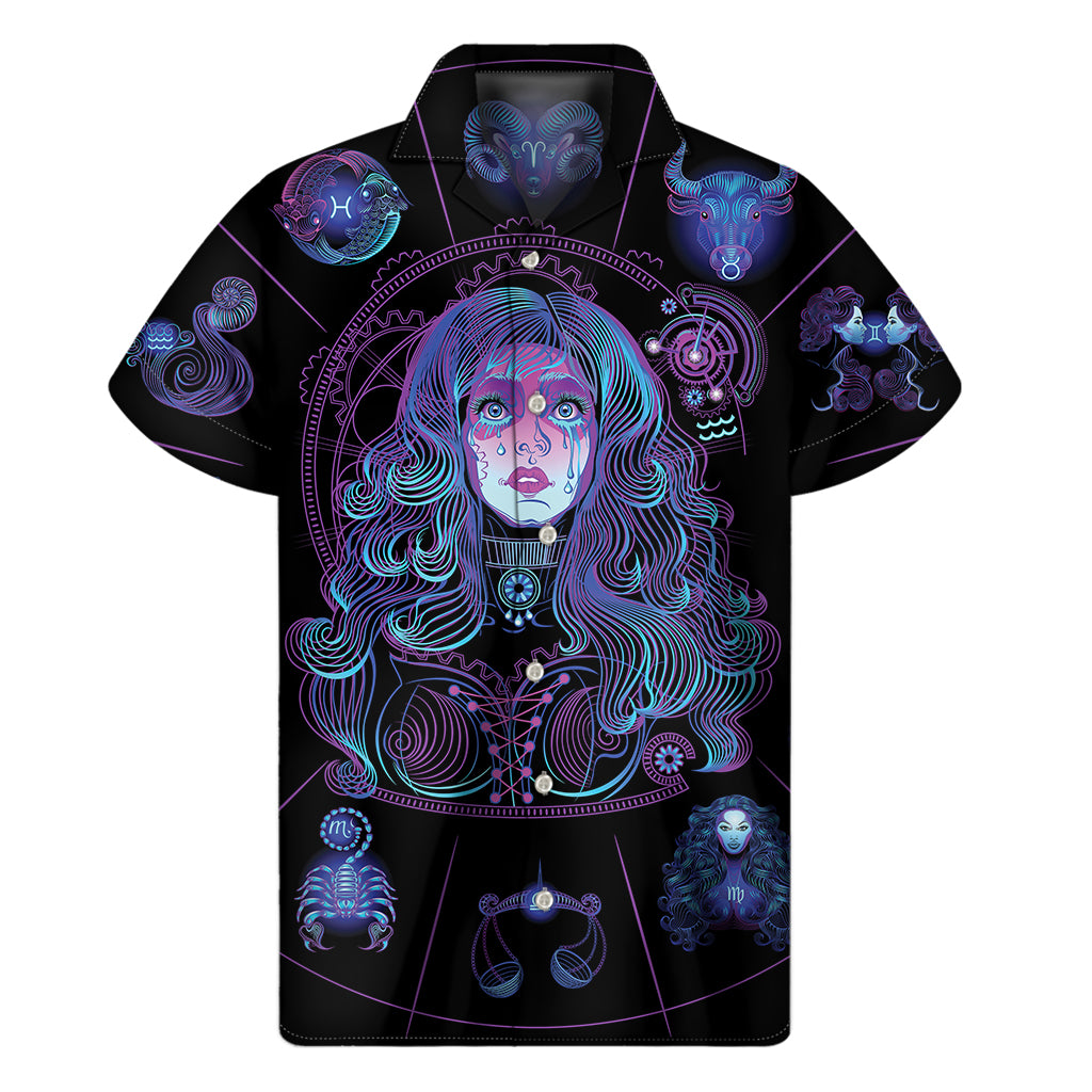 Aquarius And Astrological Signs Print Men's Short Sleeve Shirt