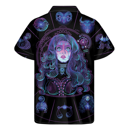 Aquarius And Astrological Signs Print Men's Short Sleeve Shirt