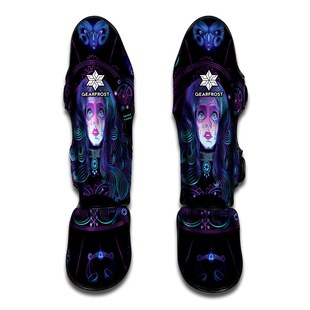 Aquarius And Astrological Signs Print Muay Thai Shin Guard