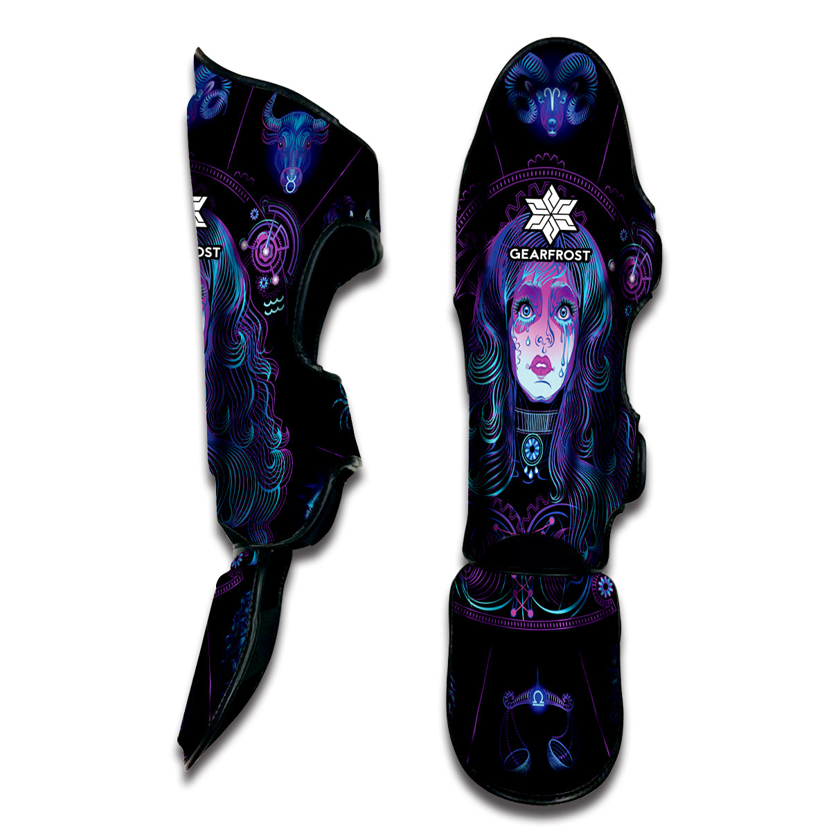 Aquarius And Astrological Signs Print Muay Thai Shin Guard