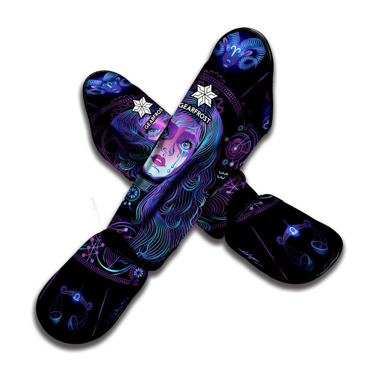 Aquarius And Astrological Signs Print Muay Thai Shin Guard