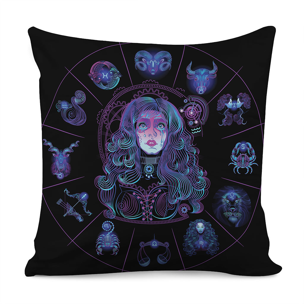 Aquarius And Astrological Signs Print Pillow Cover