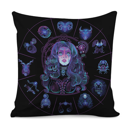 Aquarius And Astrological Signs Print Pillow Cover