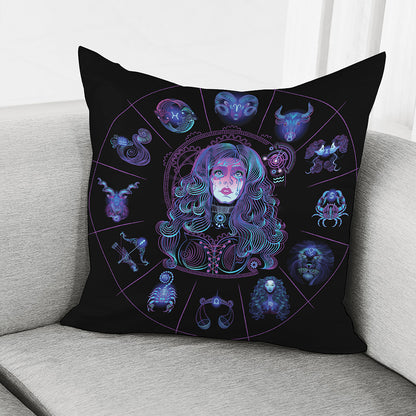 Aquarius And Astrological Signs Print Pillow Cover