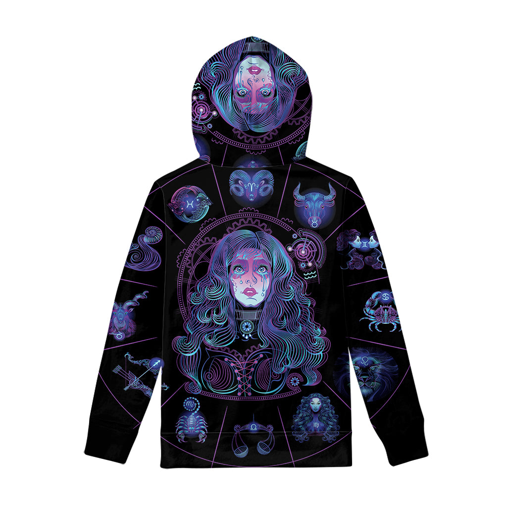 Aquarius And Astrological Signs Print Pullover Hoodie