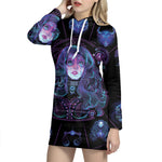 Aquarius And Astrological Signs Print Pullover Hoodie Dress