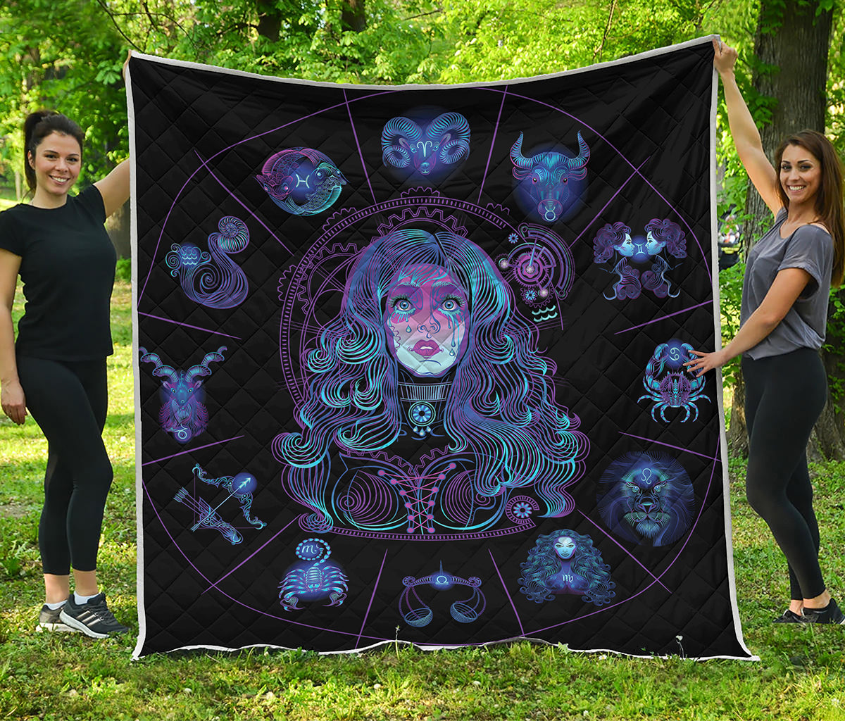 Aquarius And Astrological Signs Print Quilt