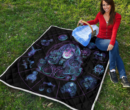 Aquarius And Astrological Signs Print Quilt