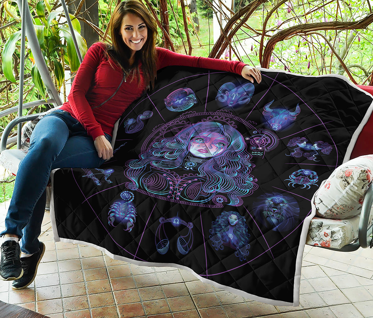 Aquarius And Astrological Signs Print Quilt