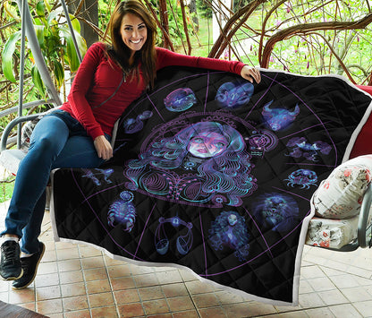 Aquarius And Astrological Signs Print Quilt