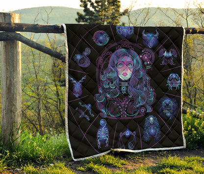 Aquarius And Astrological Signs Print Quilt